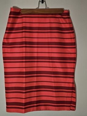 Banana Republic Red and Dark Red Striped Pencil Skirt